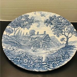 Ridgway Shakespeare’s Country Anne Hathaway Cottage 9” Blue Transfer Plate